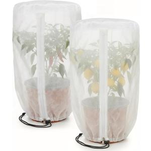 2 Pcs Rounded Top Plant Shade Cover, 47"x32" Garden Shading Sun Protection Plant Covers, White Light Refraction Fruit Tree Sunshade Cloth with Zipper Drawstring for Protect Plants from Direct Sunlight
