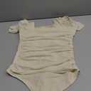 Chunpin Women's Bodysuits Square Neck Long Sleeve Bodysuits Mesh Ruched Thong Body Suit Outfits Going Out Tops S