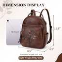 Mini Backpack Purse for Women,Embossed Leather Small Backpack Fashion Travel Backpacks Daypacks Shoulder Handbag (COFFEE-Flower)