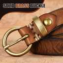 SANSTHS Womens Genuine Leather Belts for Jeans Pants Trendy Vintage Thin Leather Belt Gold Buckle Ladies Skinny Waist Belt (Brown)