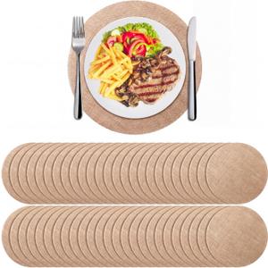 100pcs Round Burlap Placemats Bulk 13.78 in Reusable Jute Table Mat