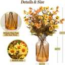 Artificial Daisy Flowers Fall Flowers in Amber Glass Vase with Faux Water