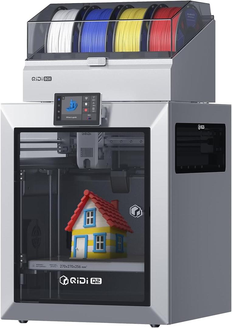 QIDI Q2 Combo 3D Printer, Enclosed FDM with 65 Heated Chamber, Ultra Air Filtration, 600mm/s High Speed, AI Camera, Full Auto Leveling, 270x270x256mm Build Volume, from Beginner to Expert