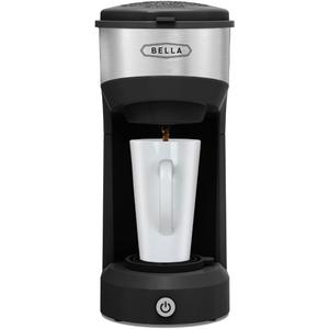 BELLA Dual Brew Single Serve Coffee Maker, Brews both Kcup and Ground Coffee, Large 14oz Capacity, Easy One Touch, Auto Shutoff, Black
