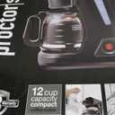 Proctor Silex FrontFill Drip Coffee Maker, 12 Cup Glass Carafe, Black and Silver (43680PS) (Compact)