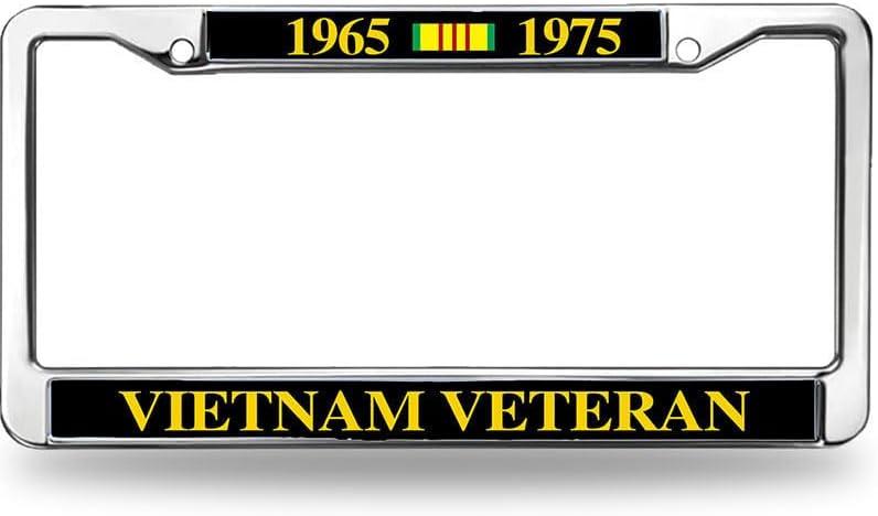Vietnam Veteran Gift License Plate Frame Chrome US Army Veteran Fade-Resistant License Plate Frame (FPjunshiwaiwei302)