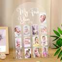 My First Year Photo Frame Acrylic 18 x 12 Inch Large 12 Monthly Milestone Photo Board Picture Frame Display Hanging/Standing Baby Memories Collage Gift for 1st Birthday Newborn Keepsake