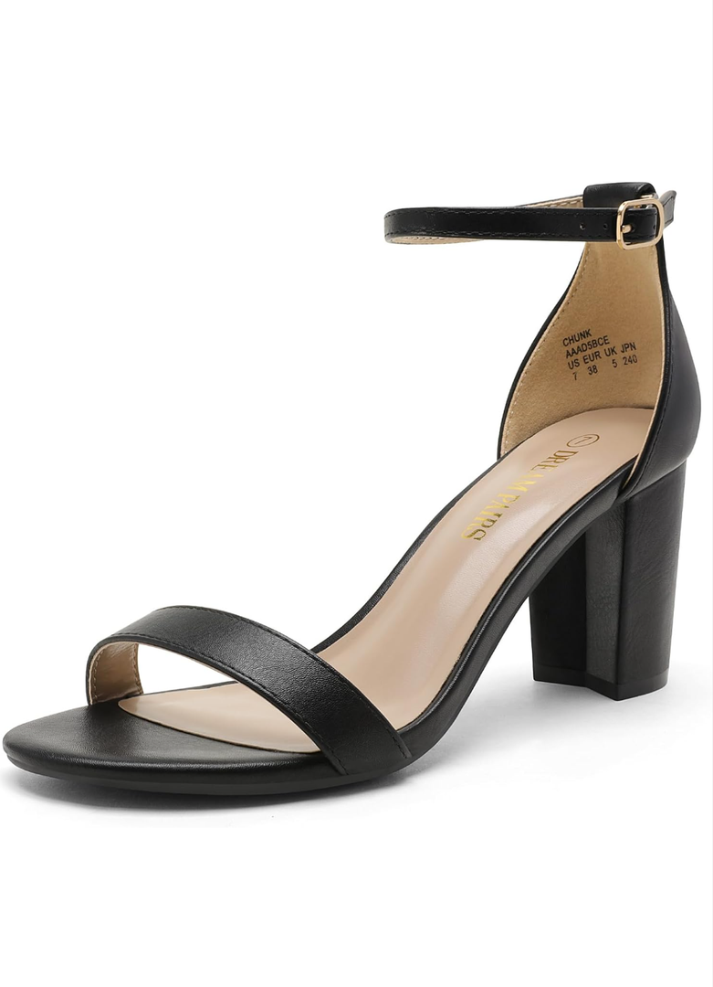 DREAM PAIRS Women's Chunk Low Heel Pump Sandals 8