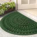 RORA Half Circle Door Mat Front Door Mat Outside Entrance Welcome Mats Outdoor Indoor Semicircular Doormat for Outdoor Half Round Door Mats for Garage Muddy Paws 17x30 (Green)