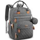 BabbleRoo Diaper Bag Backpack - Baby Essentials Travel Tote - Multi Function Water Resistant Diaper Bag, Travel Essentials Baby Bag with Changing Pad, Stroller Straps & Pacifier Case - Dark Gray, Large