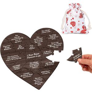 Reasons Why I Love You Wooden Puzzle Gift With Bag, Anniversary Romantic Heart Puzzle,Gift For First Anniversary, Gifts for her, Gifts for him, Relationship Gifts Ideas, 9x8.5 inches