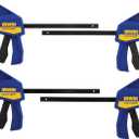 IRWIN Quick-Grip 1964758 One-Handed Mini Bar Clamp 4 Pack, 6", Blue