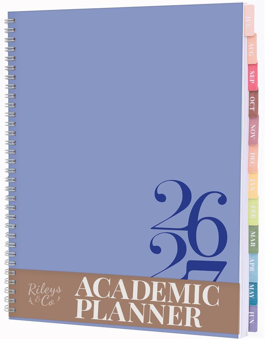 Rileys Academic Planner 2026-2027, School Agenda, Twin-Wire, 8.5x11in Blue