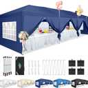 COBIZI 10x30 Canopy Party Tent with 8 Walls 10x30 Pop Up Tent for Parties Waterproof UPF 50+ Outdoor Commercial Event Tent for Party Backyard Gazebo Canopy with Sidewalls & Sandbags(Navy Blue, 10x30ft)