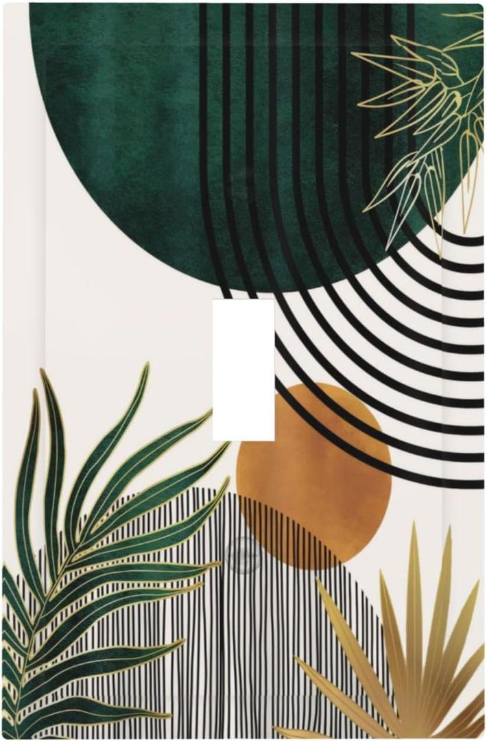 Spshian Green Mid Century Boho Abstract Modern Sun Arch Curve Single Toggle Light Switch Covers Decorative 1 Gang Wall Plate Electrical Device Switchplate Faceplate for Country Bathroom Decor
