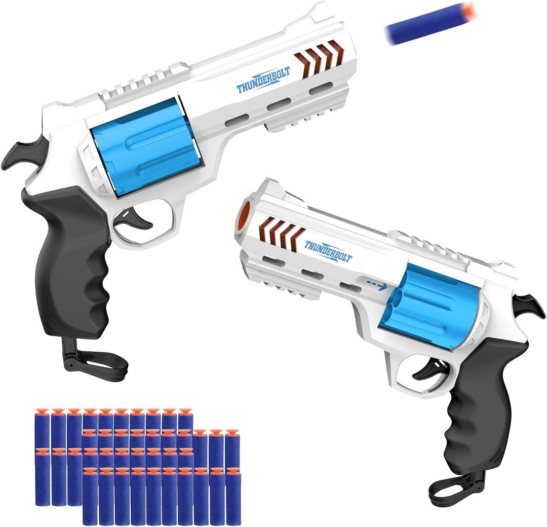 2 Pack Foam Dart Blaster Set for Kids with 40 Darts, 8 Dart Rotating Barrel, Kids Outdoor Games for Boys and Girls, Teens Ages 8+