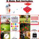 Backyard Golf Game with 2 Clubs, Portable 9 Hole Golf Course, Outdoor Yard Golf Chipping Game for Family and Adults, Beach, Park, Lawn, Field Day Reunion Party Games (Red)