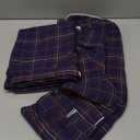 Vulcanodon Men's 100% Cotton Flannel Pajama Sets, Soft Plaid PJS Long Sleeve Sleepwear 2 Piece Button Down Lounge Set（Navy-Brown Plaid,Large）