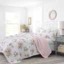 Laura Ashley Home - Queen Quilt Set, Cotton Reversible Bedding with Matching Shams, Home Decor Ideal for All Seasons (Honeysuckle Pink, Queen)