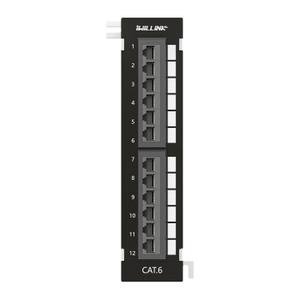 iwillink 12-Port Mini Vertical Cat6 Patch Panel, 10Gbps Network Panel with Wall Mount 89D Bracket