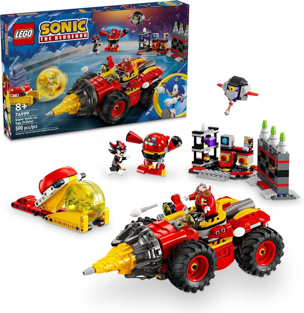 LEGO Sonic The Hedgehog: Super Sonic vs. Egg Drillster Gaming Toy with Shadow and Dr. Eggman, Toy Building Set for Boys and Girls Ages 8 and Up, 76999