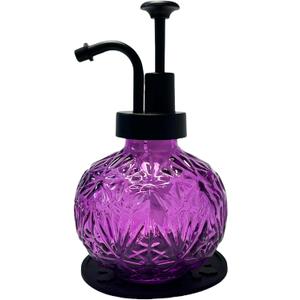 Vintage Soap Dispenser for Bathroom,Glass Kitchen Soap Dispenser with Pump,Farmhouse Antique,Cute Small Rustic Decor(Purple)