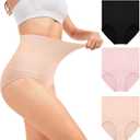 OVRUNS Tummy Control Shapewear Panties for Women High Waisted Compression Underwear C Section Postpartum Full Coverage Briefs (Large, Black/Pink/Nude)