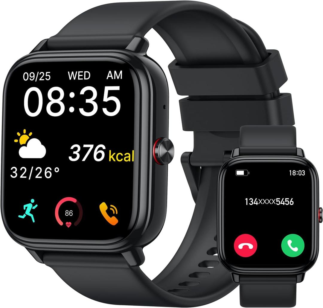 Smart Watch for Men Women (Answer/Make Calls),1.83" HD Touchscreen Fitness Tracker, 480Hrs Playtime,112+ Sports Modes,Fitness & Sleep Tracker,Health,Fitness Watch for Android/iOS,IP68 Waterproof,Black
