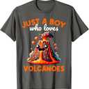 Kids Just A Boy Who Loves Volanoes Volcano Eruption T-Shirt, Medium