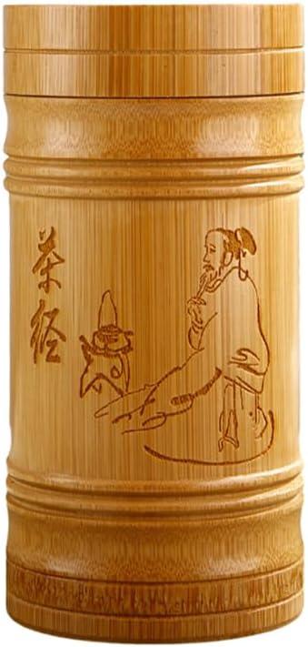 Airtight Tea Canister with Lid 7.87X3.54In Portable Bamboo Style Tea Storage Jar for Loose Leaf Kitchen and Home Container