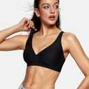 OEAK Womens Deep V Bras Wireless Comfortable Bra Supportive No Underwire Bras Tshirt Push Up Bralettes Plunge Seamless Bra (Black, M)
