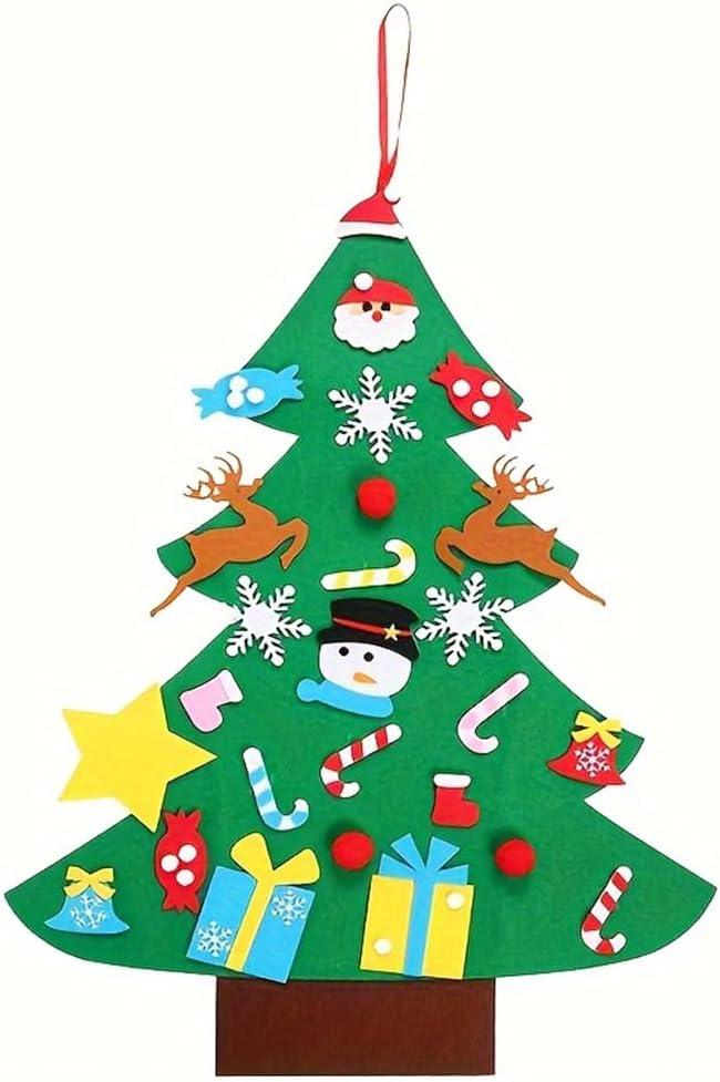 Topnradym DIY Felt Christmas Tree with Ornaments, 3ft Felt Christmas Tree for Xmas Gifts and Christmas Door Wall Hanging Decor (1 Pack)