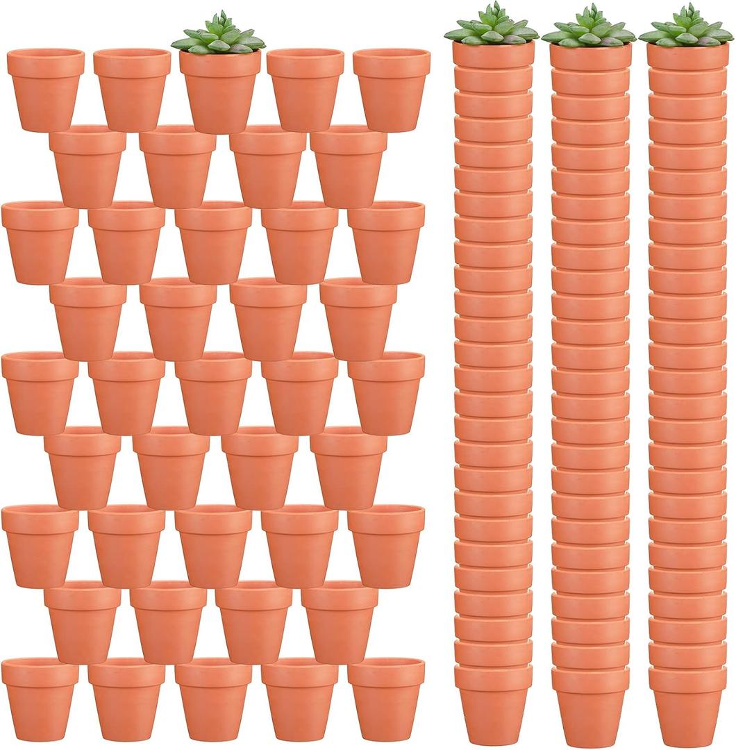 Hoolerry 120 Pcs 3 Inch Terracotta Pots Mini Clay Flower Pots with Drainage Hole, Succulent Planters for Indoor Outdoor Plants DIY Crafts Home Garden, Small