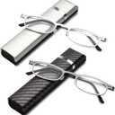 LianSan Compact Folding Reading Glasses for Men Women - Portable Blue Light Blocking Foldable Computer Readers with Slim Case (Multicolor)