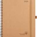 POPRUN 2026 Planner - 2026 Recycled Weekly Planner [Italian Regenrated Leather - Medium Size 8.5'' x 10.5''] - 2026 Weekly Planner with Hourly Schedule, Monthly Tabs-26-WERK7-DST - Desert Brown
