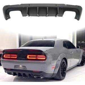 Rear Bumper Diffuser Compatible with 2015-2023 Dodge Challenger GT Style Rear Bumper Lower Valance Lip Diffuser Spoiler ABS Plastic (Black)