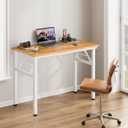 Need Office Computer Desk 35.8 Inch Sturdy Folding Laptop Table Teak | White Frame Writing Gaming Work Table/Foldable Home Office Desk/Sewing Table, No Assembly Required