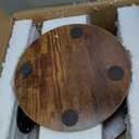 Masupu Drink Table, Round Side Table for Small Spaces, Pedestal Small End Table with Metal Base, for Living Room, Bedroom, Bathroom, Rustic Brown+Black(Lip)