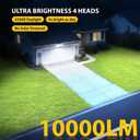 90W 10000LM LED Security Lights Motion Sensor Outdoor Lights, 4 Head Dusk to Dawn, 6500K Daylight Flood Lights Outdoor Motion Sensor, IP65 Waterproof, Motion Light for Outside, Garage, Yard, Porch