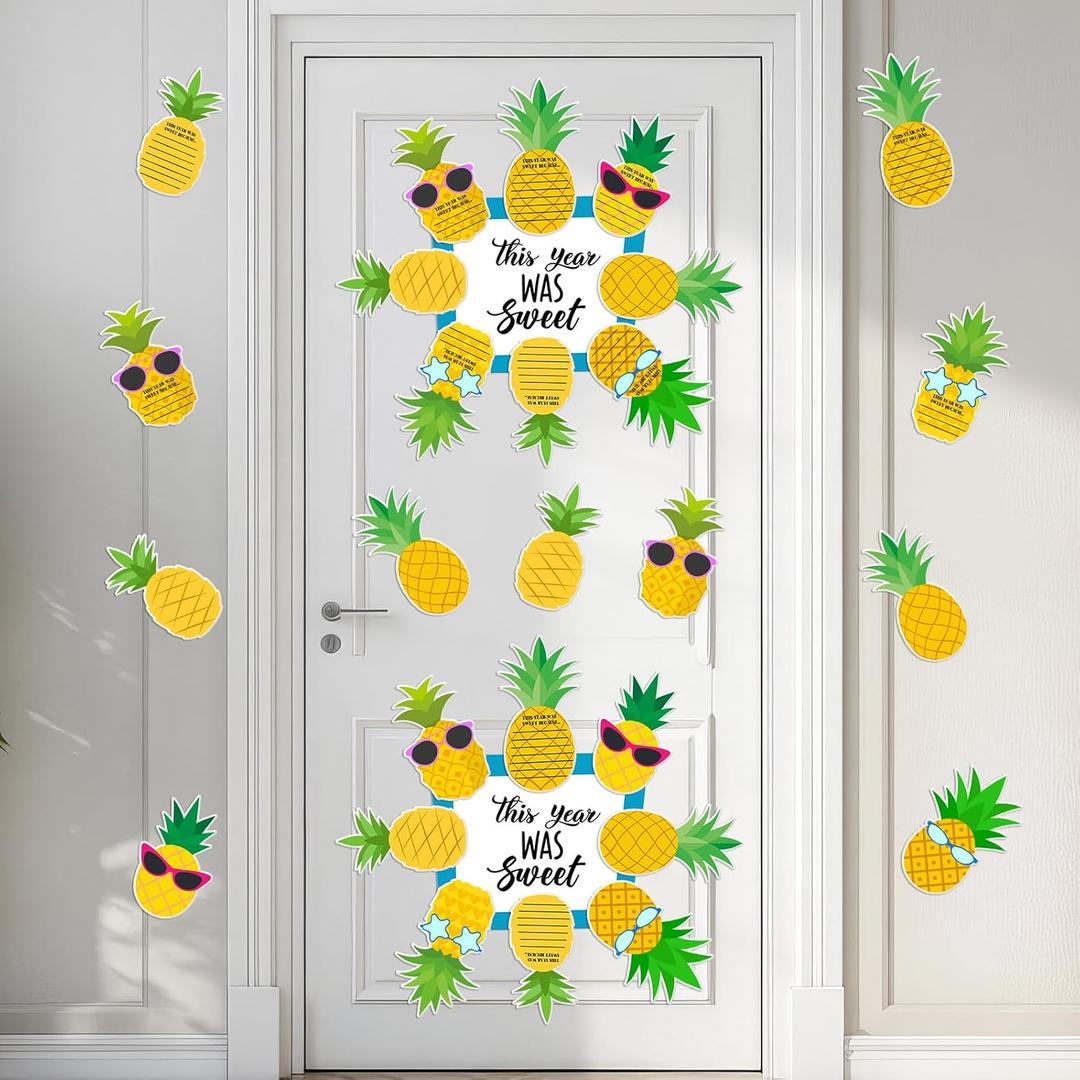 Honoson 50 Pcs Pineapple Classroom Door Decor Bulletin Board Set Summer Door Decor Back to School Pineapple Cutout for School Educational Activities