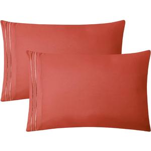 Clara Clark Pillow Cases Standard Size - Ultra Soft Pillow Cover, Lightweight Microfiber Pillow Cases Queen Size Set of 2 - Envelope Closure Pillowcases, Orange Rust.
