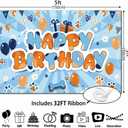 Cartoon Theme Happy Birthday Backdrop Kids Decor Blue Orange Photography Background Banner Baby Shower Photo Props Holiday Party Supplies 5x3ft