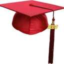 Newrara Unisex Shiny Kindergarten Graduation Gown Cap with Tassel (Red)