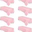 8 Pack Pink Tablecloth 60 x 102 Inch Rectangular for 6 Foot Rectangle Tables, Easter Spring Wrinkle Resistant Pink Table Cloth Washable Polyester Fabric for Holiday Buffet Wedding Party Banquet