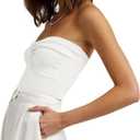 Womens Strapless Crop Top Sexy Sweetheart Neck Ribbed Knit Twisted Knot Front Sleeveless Y2K CamisoleTanks Top (S)