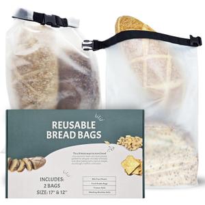Reusable Bread Bags for Homemade Bread (2PCS)- Clear Bag with Ties For An Airtight Moisture-free Preservation and Storage - Loaf Bags for Home Bakers - Reusable Sourdough Bag