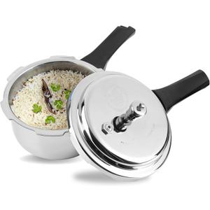Vinod Platinum Triply Stainless Steel Outer Lid Pressure Cooker 1.5 Litre/Gasket Release System/Induction and Gas Base Cooker/ISI Certified- Silver (1.6 Quarts)