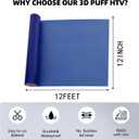 3D Puff HTV Matte Heat Transfer Vinyl Roll 12" x 12ft Iron on for Heat Press T Shirt for All Cutter Machine Heat Vinyl Design (12ft, 3D Puff Sapphire Blue)