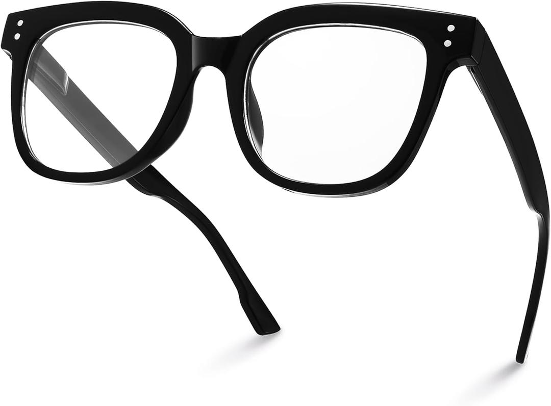 miyya Oversized Blue Light Glasses For Woman, Fashion Glasses, Computer Screen Glasses, Non Prescription Glasses For Women (Black)