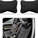 DXNQ 2PCS Car Neck Pillow, Soft Leather Headrest Pillow for Car Support Neck, Breathable Ergonomic Neck Support Relief Cushion for Driving with Adjustable Strap, Universal Car Accessories (Black)